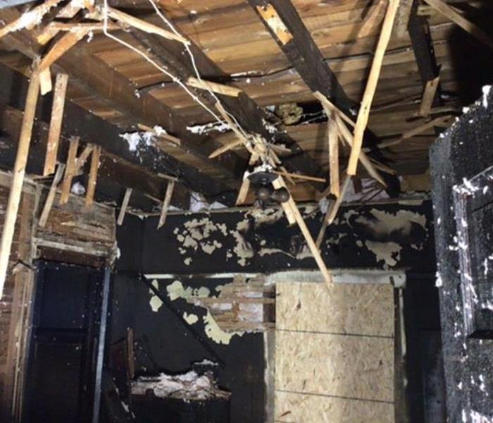 Bedroom completely damaged by fire 